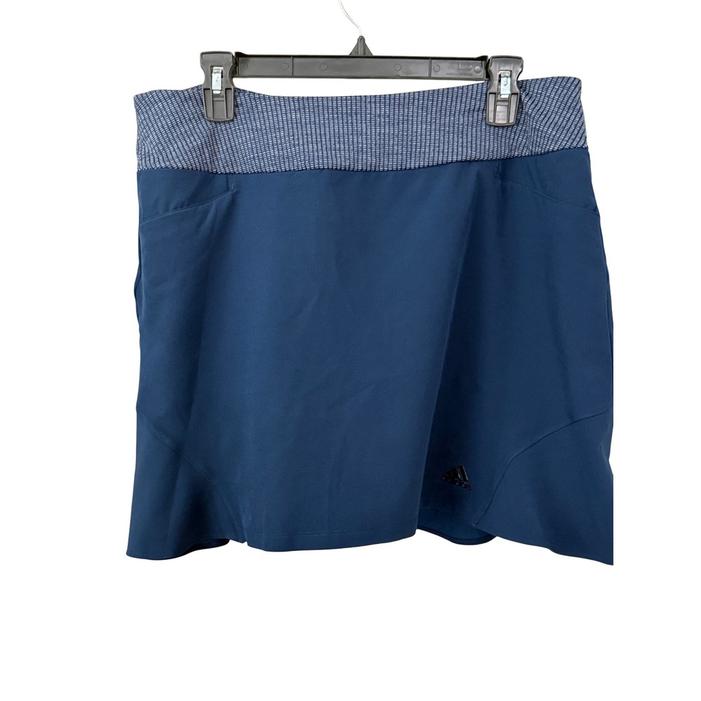 Adidas Womens Skort‎ Golf Athletic Skirt L Blue Textured Waistband Pockets